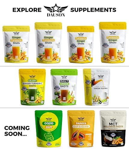Ginger Turmeric Supplements with Piperine, Vitamin C, Vitamin D3 & Zinc | 100 Servings of Turmeric Ginger Shots for Joint, Heart, Brain, Gut & Skin Health | Ayurved | Powder (Shot 3) thumbnail 5