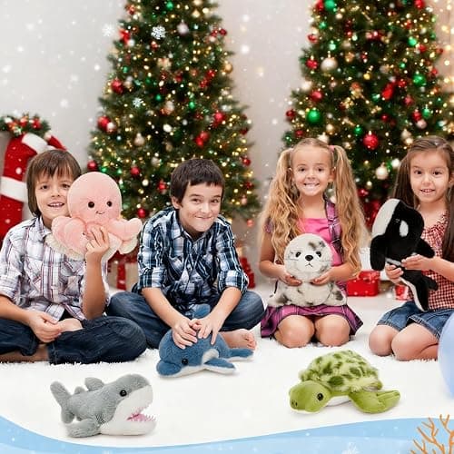 MaoGoLan 6Pcs Sea Animal Plush Toys Ocean Stuffed Animals for Kids, Large Bulk Party Favors with 10'' Plush Whale Shark Turtle Seal Orca Octopus, Classroom Decorations Christmas Valentine's Day Gifts thumbnail 2