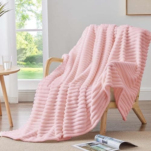 BEDELITE Ribbed Twin Blanket for Couch & Bed, Pink, 60"x80" | Ultra-Soft Plush Fleece, Cozy, Warm Yet Lightweight, Ribbed Texture, Home Decor, Machine Washable, Giftable, All-Season Use thumbnail 3