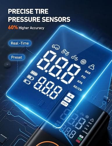 AstroAI L7 Tire Inflator Portable Air Compressor,150 PSI Cordless Mini Air Bike Auto Shut-Off Pump with Digital Display Pressure Gauge, Fast Inflation & LED Light for Car Tires,Motorcycles,Bikes,Balls thumbnail 5