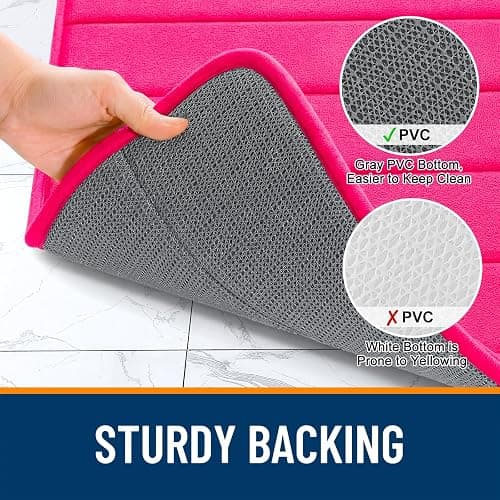 OLANLY Memory Foam Bath Mat 30x20, Super Soft and Absorbent Bathroom Rugs | Hot Pink, Quick Dry Bath Rug, Machine Washable Shower Floor Mats, Bathmat Carpet for Bathroom Floor, Tub and Shower thumbnail 7