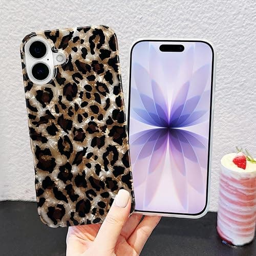 J.west Compatible with iPhone 17 Case,Luxury Sparkle Translucent Clear Vintage Leopard Print Soft Silicone Cover for Girls Women Protective Phone Case for iPhone17 6.3 inch Cheetah thumbnail 3