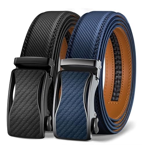 KEMISANT Mens Ratchet Belt 2 Units,Sliding Belt For Gift Mens Dress Casual 1 3/8",Size Adjustable - Image 1