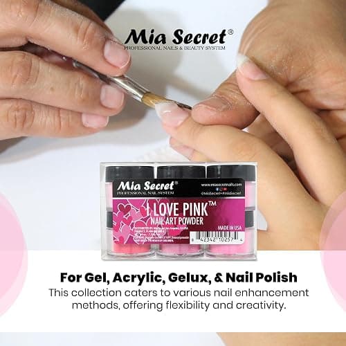 6PC Mia Secret Colored Acrylic Nail Art Powder Collection - I LOVE PINK, 6PC thumbnail 7