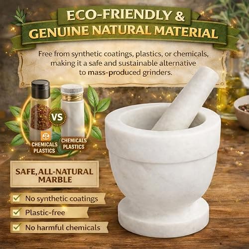 Creative Home Handcrafted 4 inch Mortar and Pestle Solid Marble Grinder for Spices and Herbs Artisan Carved from Yushan Marble Elegant and Durable for Everyday Cooking, 4 Diam. x 4 H Inch thumbnail 4