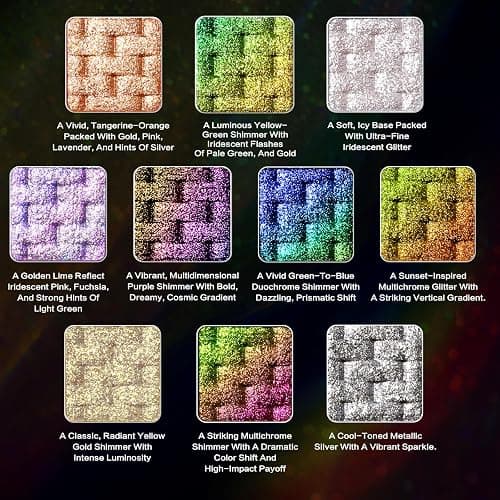 UCANBE Chameleon Multichrome Eyeshadow Palette, 10 Colors Shifting Chromatic Sparkling Metallic Eye Shadow, Multi-Use Blendable Holographic Glitter Shimmer Eye Makeup Palllet (Lunar Mirage) thumbnail 3