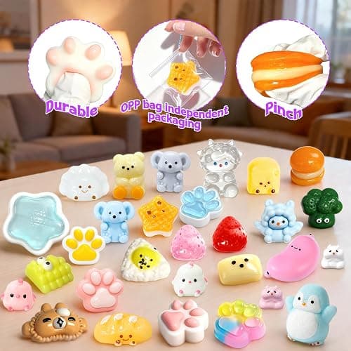 30Pcs Mini Taba Squishies Kit Fidget Toys, Include Mini Taba Squishies Pack with 24 Easter Cards, Kawaii Stress Relief Toys Squeeze Toys Party Favors for Kids 4-8 8-12, Classroom Birthday Easter Gifts thumbnail 6