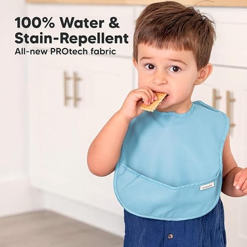 KeaBabies 3-Pack Waterproof Baby Bibs for Eating - Lightweight Toddler Feeding Bibs with Large Food Catcher, Mess Proof, Food-Grade Baby Eating Essentials, Easy to Put On & Clean (Ocean) thumbnail 2
