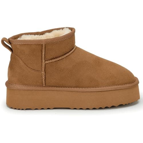 Polar Women s Platform Boots Slippers Faux Suede, Flexible Waterproof Anti Slip Rubber Sole With Memory Foam, Faux Fur-Lined Slip-On Slippers, Ladies Walking Shoes for Indoor & Outdoor - Image 1