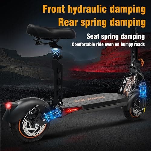 Electric Scooter Adults 1600/4000/6000W Motor 50 Miles Long Range & 40/45/50 MPH Top Speed 10" Off Road Tire Folding E-Scooter 60V/48V 20.8AH Battery Kick Scooter with Detachable Seat for Commuter thumbnail 5