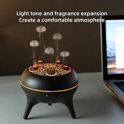 BLOIMP Essential Oil Diffuser 250ML,Jellyfish Diffuser Air Humidifiers Sound Pickup Ultrasonic Aromatherapy Diffuser Remote Control 7 Color Lights for Home Bedroom Office Hotel (Brown Color) thumbnail 4