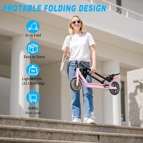Electric Scooter for Adults with Seat Option, 350W/500W Motor, 8.5"/10" Solid Tires, Dual Suspension & Brakes, 16–22 MPH, Up to 22 Miles Range, Foldable Commuter Escooter with App Control thumbnail 4