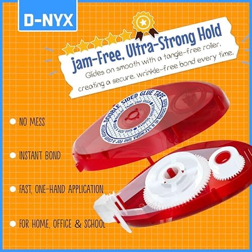 D-NYX Double Sided Tape Scrapbook Tape Roller, Adhesive Glue Runner, Scrapbooking Journaling Supplies, Must Have Glue Tape Roller for Paper Art & Craft Card Making Gift Wrapping Office School Home thumbnail 7
