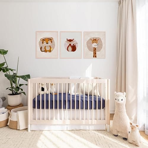 ROMY RO Muslin Crib Sheets, 100% Organic Cotton, Breathable and Ultra-Soft, Standard Crib Sheet Mattress (28"x 52") for Girls and Boys, Neutral Fitted Baby Crib Sheet (Navy) thumbnail 2
