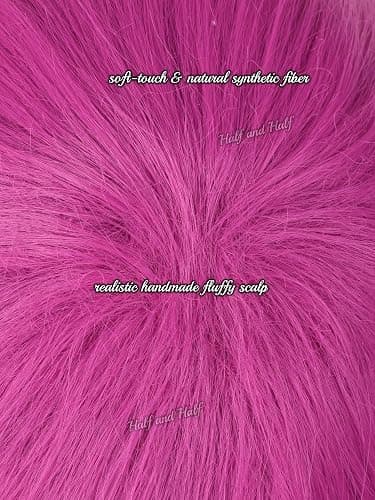 Short Rose Red Anime Cosplay Wig for Men Pink Red Male Wigs with Bangs | Dark Pink Spiky Layered Synthetic Hair Wigs for Unisex Women Halloween Party Costumes thumbnail 4