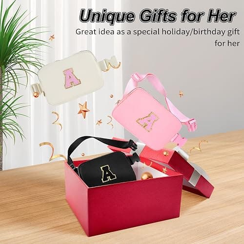 Uygafly Cross Body Bag for Girls & Women - Trendy Fanny Pack, Kids to Teen, Monogrammed Crossbody Bag | Cream thumbnail 7