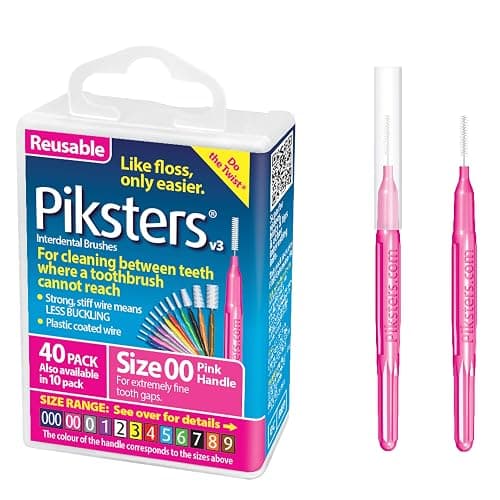 Piksters Interdental Brush Extra Tight Gaps 40 Pack Pink Size 00 - Image 1