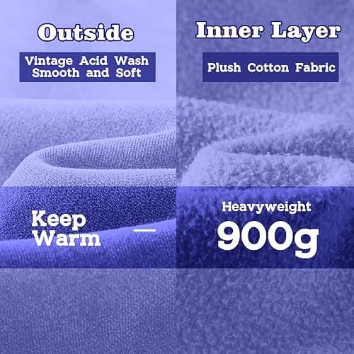 FAIABLE Womens Oversized Acid Wash Hoodie Unisex Heavyweight Cotton Hoodies Fleece Vintage Washed Sweatshirt Women Men thumbnail 5