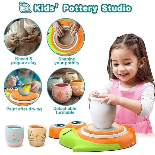 Pottery Wheel for Kids-Complete Pottery Painting Kit Arts and Crafts for Kids Ages 8-12, Clay Sculpting Tools with 1.7lb Air Dry Clay, Birthday Christmas Gifts Toys for Boy Girls Age 6 7 8 9 10 11 12 thumbnail 4