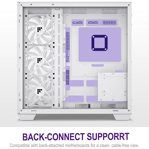 FOIFKIN F600 PC Case - Pre-Installed 7 PWM ARGB Fan, ATX Mid-Tower Gaming PC Case, 270° Panoramic Glass with Type-C, FOIFKIN (White, F600) thumbnail 9