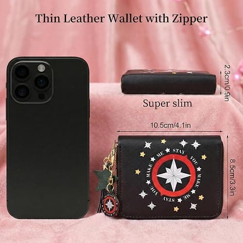 ZAYNORIA Wallet and Keychain Set, PU Leather Wallet with Matching Keychain, Stylish Korea Gifts and Everyday Merchandise thumbnail 2