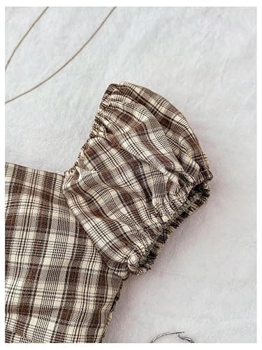 SOLY HUX Girl's Gingham Tops Y2K Cute Blouse Summer Sweetheart Neck Shirts Aesthetic Clothes thumbnail 3