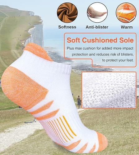 Heyoboy Womens Ankle Anti-blister Cushioned Athletic Running Socks 5 Pairs thumbnail 2