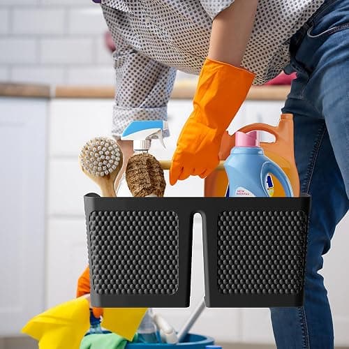 Xuhdukc Shower Caddy Portable and Cleaning Caddy Organizer for Bathroom, Kitchen, Toiletries Storage ，Caddy organizer with handle, Rust-Resistant, Durable Material (Black, 9.36" L×7.73" W×7.24" H) thumbnail 6