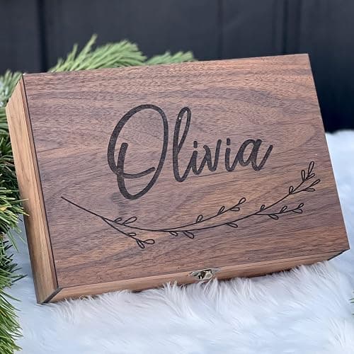 Wooden Keepsake Memory Decorative Box - Personalized Christmas Gift for Wedding, Men, Mens, Kids for Keep Memories for Him Her Boyfriend Girlfriend Brother Sister Best friends Couple, Bride, Groom thumbnail 3
