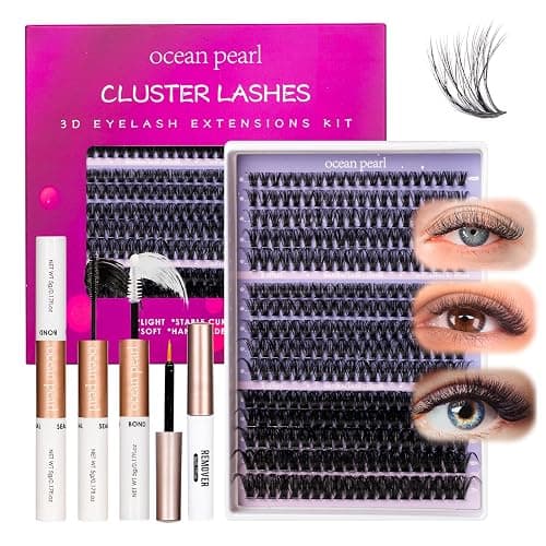 Ocean Pearl Lash Clusters 320pcs 11-20mm Lash Clusters Kit 40D+50D+100D Eyelashes, Lash Extension Kit, Lashes Clusters Eyelash Extensions Kit,Eyelash Clusters with Lash Bond&Seal&Lash Remover&Tweezers thumbnail 2