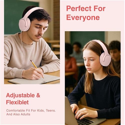MIDOLA Wired Headphones Over-Ear Hi-Fi Sound with Microphone Adjustable Foldable, 1.5M Cord & 3.5mm Jack, Lightweight Headset for Kids Adults PC iPad Laptop Pink thumbnail 7