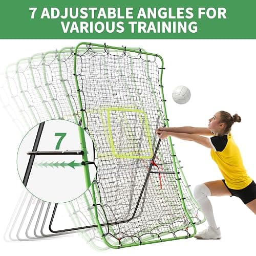 Upgraded Volleyball Rebounder Net 7x4 FT with Unique Curved Steel Frame, 7 Angles Adjustable Volleyball Practice Net Training Equipment, Foldable Bounce Back Net Also for Lacrosse, Baseball, Soccer thumbnail 5