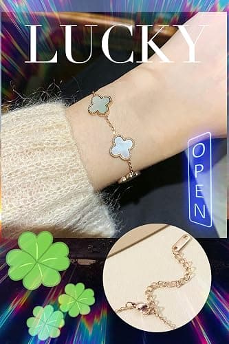 GAUEIOUR Lucky Leaf Bracelet, Women's Titanium Steel Bracelet, Simple Design Style, Exquisite Lucky Jewelry, Girls and Women's Jewelry Gifts (White) thumbnail 5
