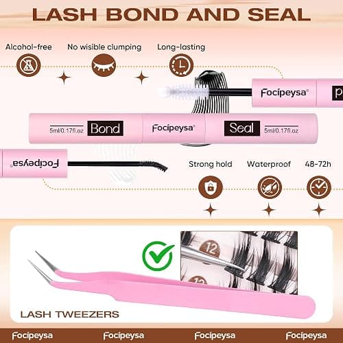 Focipeysa Manga Lash Clusters Kit Wispy Eyelash Extensions Kit 330Pcs Anime Lashes Extension with Lash Bond and Seal 8-16mm Individual Eyelash Extension with Bottom Lashes Extension thumbnail 5