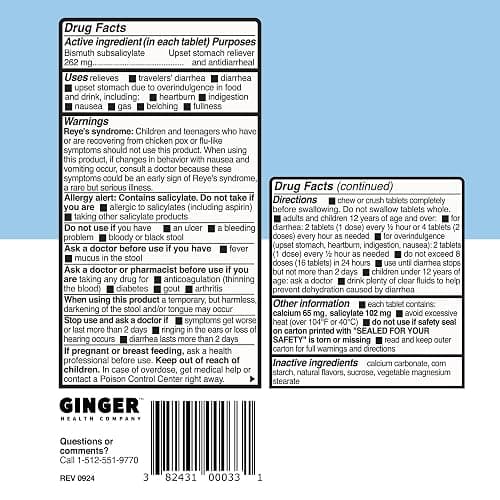 Wonderbelly Multi-Symptom Medicine, Anti-Diarrhea & Upset Stomach Relief with Bismuth Subsalicylate, Vanilla Bean, 48 Chewable Tablets thumbnail 8