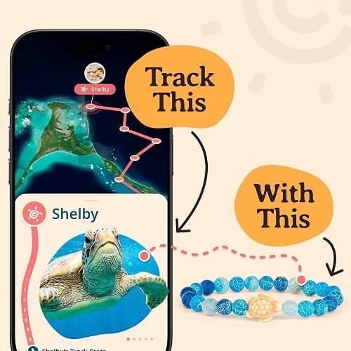 Fahlo Sea Turtle Tracking Bracelet – Track a Real Sea Turtle's Journey – Supports Wildlife Conservation – Elastic – on Interactive Mobile App Map – Unisex Ocean Conservation Gift thumbnail 7