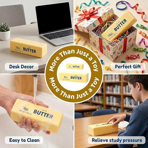 10in Giant Butter Squishy, TPR Jumbo Squishy Butter Stick, 14oz Big Butters Squeeze Stress Ball, Large Butters Fidget Toy, Stress Relief Slow Rising Fun for Anxiety Relief Party Favors (1pcs, 10in) thumbnail 5