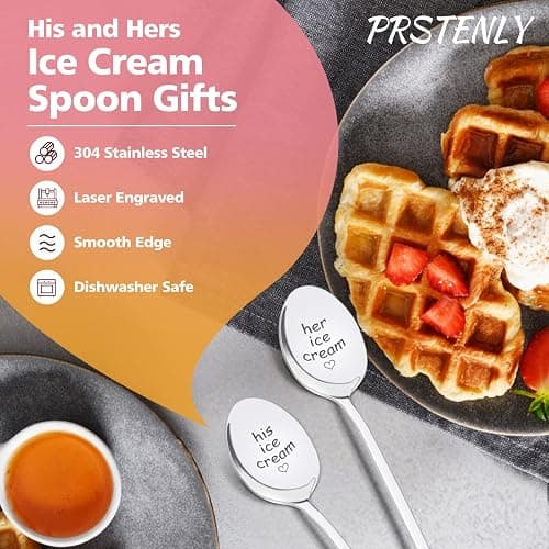 PRSTENLY Wedding Gifts for Couples 2025, 2 Pcs His and Hers Ice Cream Spoon Anniversary Engagement Gifts for Couple Him Her Boyfriend Girlfriend Graduation Christmas Birthday thumbnail 4