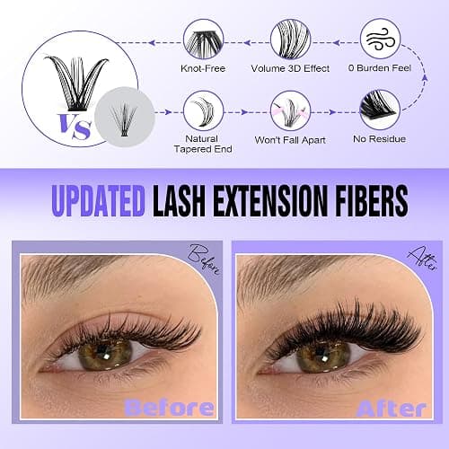 Pawotence Lash Extension Kit DIY 280pcs Individual Lash Clusters Kit 9-16mm 40D Cluster Eyelash Extension Kit with Lash Bond and Seal, Lash Remover, Lash Tweezers for Self Use (40D, 9-16mm, All Kit) thumbnail 4