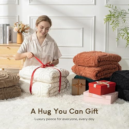 Cottonblue Jacquard Weighted Blanket for Adults 15 lbs Queen Size, Cozy Fluffy Sherpa Fleece Weighted Throw Blankets 60" x 80" for Sleep Relax, Fuzzy Warm Arch Heavy Blanket Soft for Bed Couch, Khaki thumbnail 8