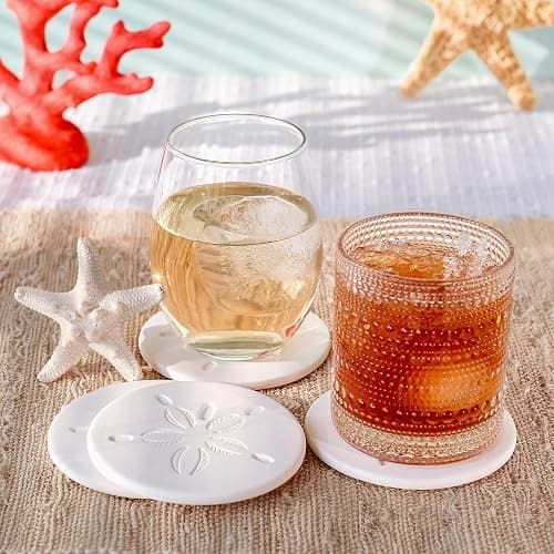 Kate Aspen Absorbent Sand Dollar Drink Coasters Set of 4– Coastal Decor, Nautical Home Decorations, Housewarming Gift, & Beach Themed Coasters for Drinks thumbnail 2
