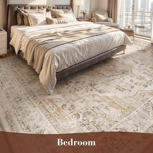 MontVoo-Area Rug 5X7 Rugs for Living Room-Beige Machine Washable Rug-Soft Living Room Rug-Vintage Non Slip Carpet-Rugs for Bedrooms Dining Room Living Room Office thumbnail 3