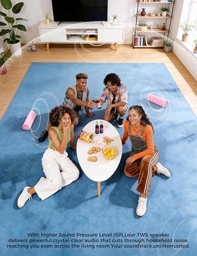 Bluetooth Speaker, 20W HD Sound, Portable Wireless, IPX5 Waterproof, Up to 24H Playtime, TWS Pairing, for Home/Party/Outdoor/Camping/Beach Essentials, Electronic Gadgets, Birthday Gift (Pink) thumbnail 6