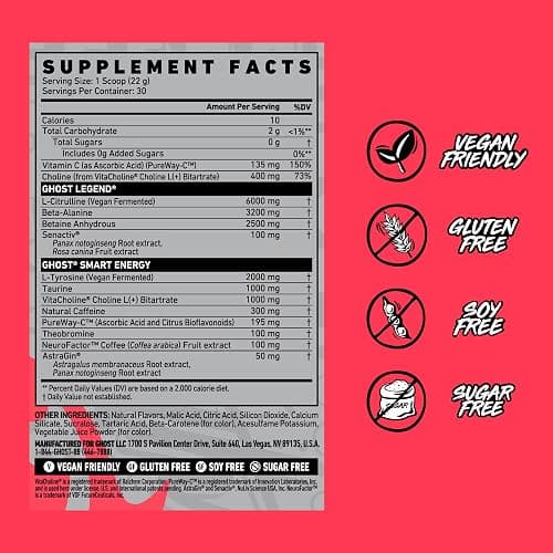 GHOST Legend Pre-Workout Powder, Orange Cream - 30 Servings – Pre-Workout for Men & Women with Choline, L-Citrulline, & Beta Alanine for Energy & Focus thumbnail 2