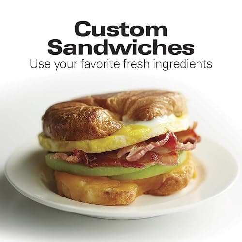 Hamilton Beach Breakfast Sandwich Maker with Egg Cooker Ring, Customize Ingredients, Perfect for English Muffins, Croissants, Mini Waffles, Perfect White Elephant Gifts, Black (25477) thumbnail 4