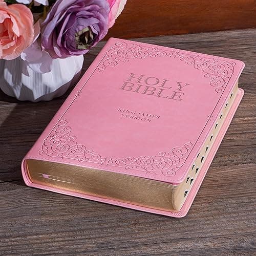 KJV Holy Bible, Giant Print Full-size Faux Leather Red Letter Edition - Thumb Index & Ribbon Marker, King James Version, Pink (KJV Full Size GP Editions) thumbnail 5
