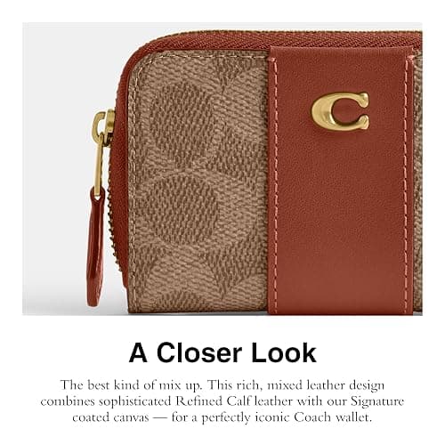 Coach, Women's, Essential Small Zip Around Card Case, Tan Caramel, One Size thumbnail 4