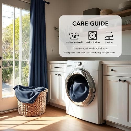Deconovo Blackout Curtains, Thermal Insulated, W70 x L108 2 Panels, Back Tab, Machine Washable, Room-Darkening Drapes for Bedroom/Living Room Navy Blue thumbnail 9