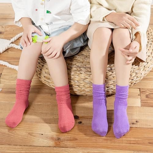 Auranso Little Girl Slouch Socks Knee High Cotton Socks 9 Pairs Girls Long Crew Socks - 9-12 Years - Color D thumbnail 2