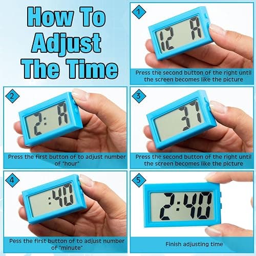Frienda 3 Pieces Mini Digital Clock Small Digital Clock Stick on Battery Operated Self Adhesive Bracket for Car Dashboard Fridge (Blue,Black,Red) thumbnail 6